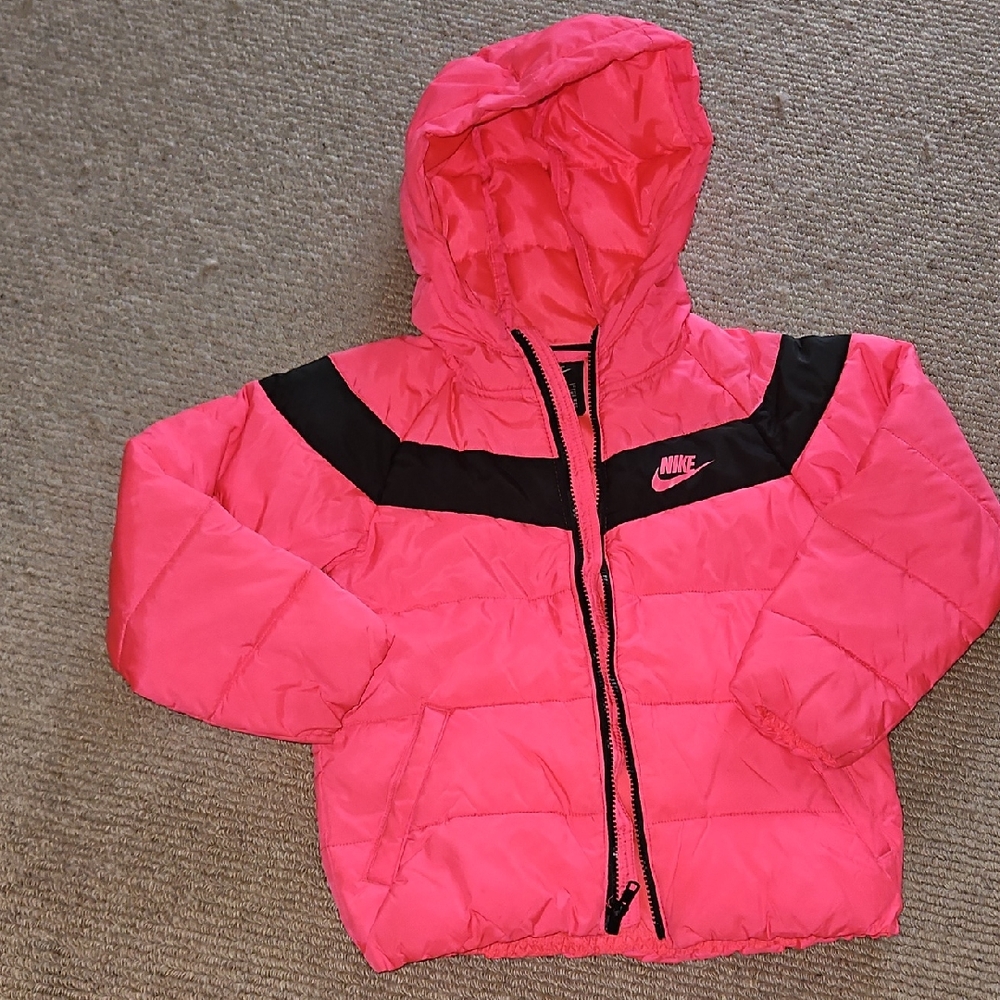 Nike Kids Hot Pink Hooded Puffer Insulated Winter Jacket